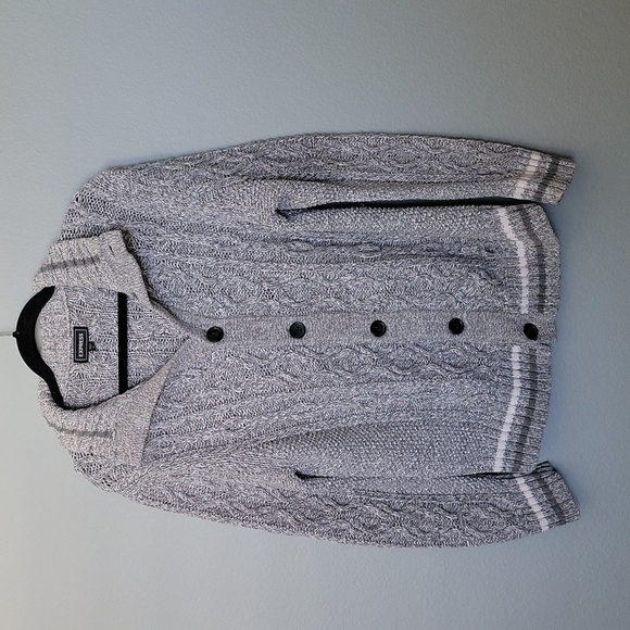 Express Y2K Preppy Collared Button Front Chunky grandpa cardigan Large - Picture 1 of 7